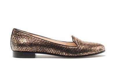 Ballerinas tipo mocasín simil piel de serpiente laminada de Uterqüe